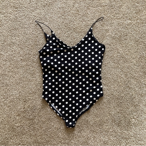 Tops - Black & White Polka Dot Bodysuit